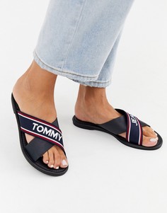 Сандалии на плоской подошве с перекрестными ремешками Tommy Jeans-Темно-синий