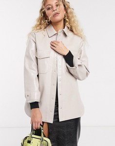 Розовая виниловая куртка Topshop-Розовый