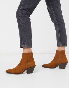 Светло-коричневые ботинки на каблуке в стиле вестерн New Look-Светло-коричневый