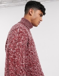 Бордовый oversized-свитер с узором "в косичку" ASOS DESIGN-Красный
