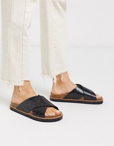 Шлепанцы с крокодиловым рисунком Free People-Черный