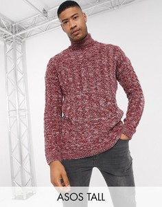 Бордовый oversized-свитер с узором "в косичку" ASOS DESIGN Tall-Красный