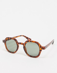 Круглые солнцезащитные очки в черепаховой оправе Jeepers Peepers-Коричневый