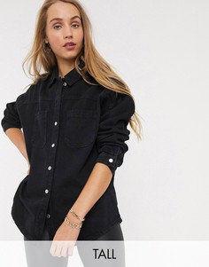 Черная джинсовая свободная рубашка New Look Tall-Черный