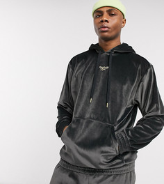 Худи из черного велюра Reebok эксклюзивно на ASOS-Черный