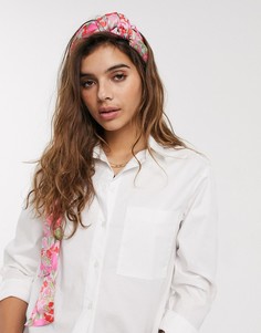 Розовый платок с цветочным принтом и узлом ASOS DESIGN