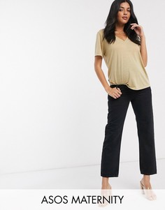 Черные прямые джинсы с посадкой над животом ASOS DESIGN Maternity-Черный