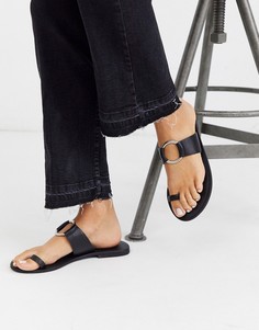 Черные кожаные сандалии ASOS DESIGN-Черный