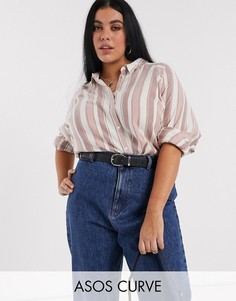 Рубашка бойфренда с длинными рукавами в полоску ASOS DESIGN Curve-Мульти