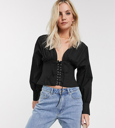 Хлопковая блузка ASOS DESIGN Petite-Черный