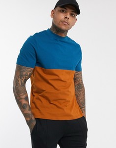Коричневая футболка из органического хлопка с контрастной кокеткой ASOS DESIGN-Коричневый