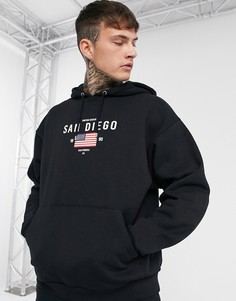 Oversized-худи с принтом на груди ASOS DESIGN-Черный