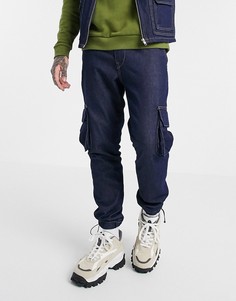Темные джинсы карго в стиле милитари Jack & Jones Originals-Синий