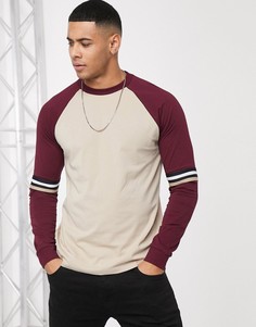 Лонгслив с рукавами реглан и кантом ASOS DESIGN-Бежевый