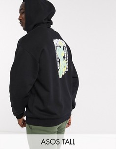 Худи с принтом на спине ASOS DESIGN Tall-Черный