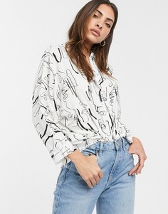 Oversize-рубашка с длинными рукавами и абстрактным принтом ASOS DESIGN-Мульти