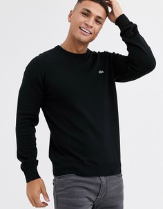 Черный хлопковый джемпер с круглым вырезом Lacoste