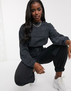Короткий лонгслив с эффектом кислотной стирки ASOS DESIGN-Серый