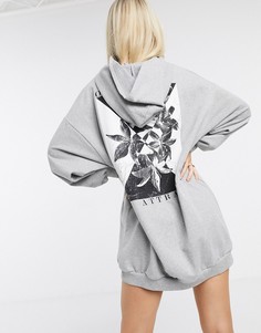 Серое платье-худи в стиле oversized от ASOS DESIGN-Серый
