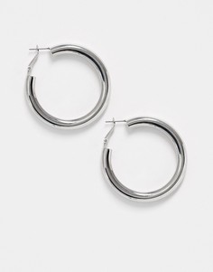Массивные серебристые серьги-кольца DesignB London-Серебряный