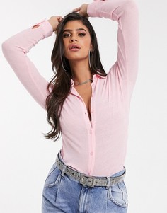 Розовая сетчатая рубашка на пуговицах ASOS DESIGN-Розовый