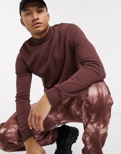 Коричневый свитшот с высоким воротником ASOS DESIGN