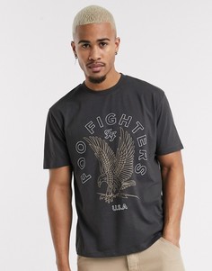 Свободная футболка с принтом "Foo Fighters" ASOS DESIGN-Черный