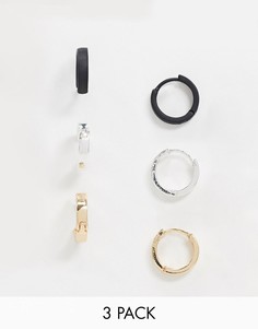 Набор из 3 серег-колец Topman-Мульти