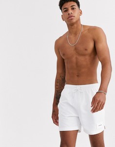 Шорты для плавания средней длины с затягивающимся шнурком Calvin Klein-Белый