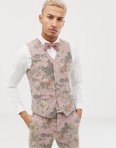 Розовый приталенный жилет с цветочным принтом ASOS DESIGN