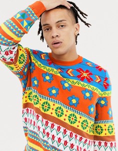 Джемпер с цветочным принтом ASOS DESIGN-Синий