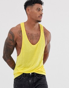 Желтая майка-борцовка с добавлением льна ASOS DESIGN-Желтый