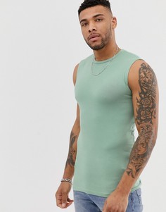 Зеленая обтягивающая майка из органического хлопка ASOS DESIGN-Зеленый