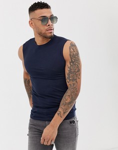 Темно-синяя обтягивающая майка ASOS DESIGN-Темно-синий