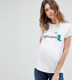 Футболка для беременных с принтом "Preggosaurus" ASOS Maternity-Белый