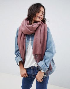 Длинный мягкий шарф с кисточками ASOS DESIGN-Розовый