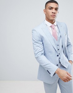 Голубой приталенный пиджак Burton Menswear Wedding-Темно-синий