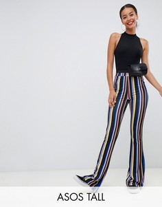 Брюки клеш с полосками ASOS DESIGN Tall-Мульти