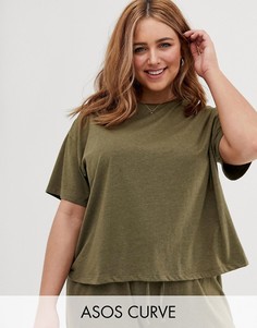 Трикотажная пижамная футболка ASOS DESIGN Curve mix & match-Зеленый