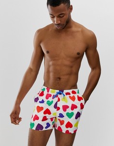 Короткие шорты для плавания с разноцветным принтом ASOS DESIGN-Мульти