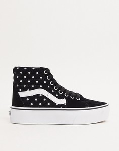 Замшевые высокие кеды в горошек на платформе Vans SK8-Hi 2.0-Черный