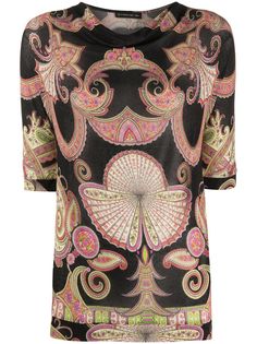 Etro удлиненный топ с узором пейсли
