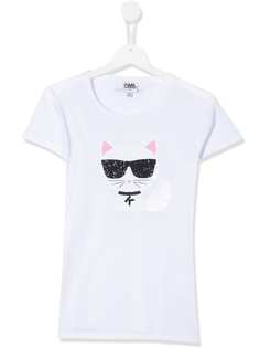 Karl Lagerfeld Kids футболка с пайетками и принтом