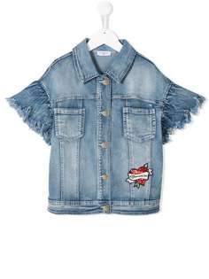 Monnalisa short sleeve distressed denim jacket