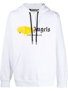 Palm Angels logo print cotton hoodie