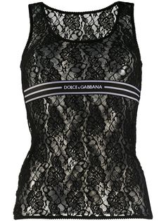 Dolce & Gabbana кружевной топ без рукавов с логотипом