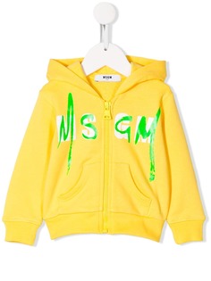 Msgm Kids zipped logo print hoodie