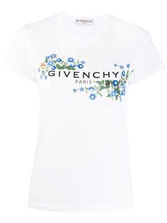 Givenchy футболка с цветочным принтом и логотипом