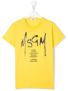 Msgm Kids TEEN logo-print crew neck T-shirt
