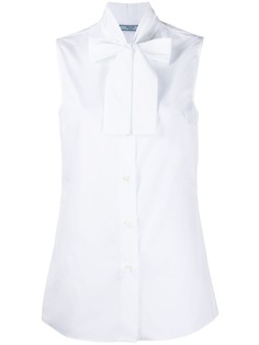 Prada bow neckline sleeveless blouse